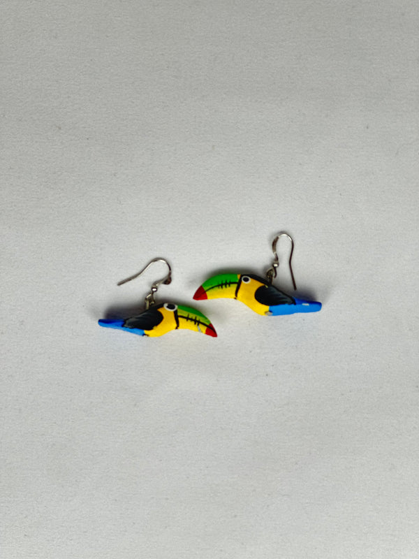 Pendientes Madera Pájaro Tucán Negro