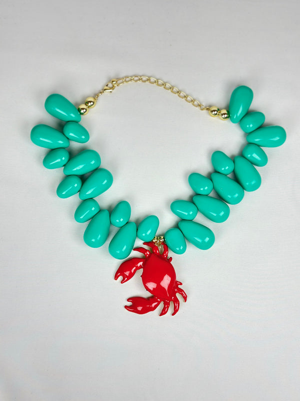 Collar Piedras Turquesa con Cangrejo