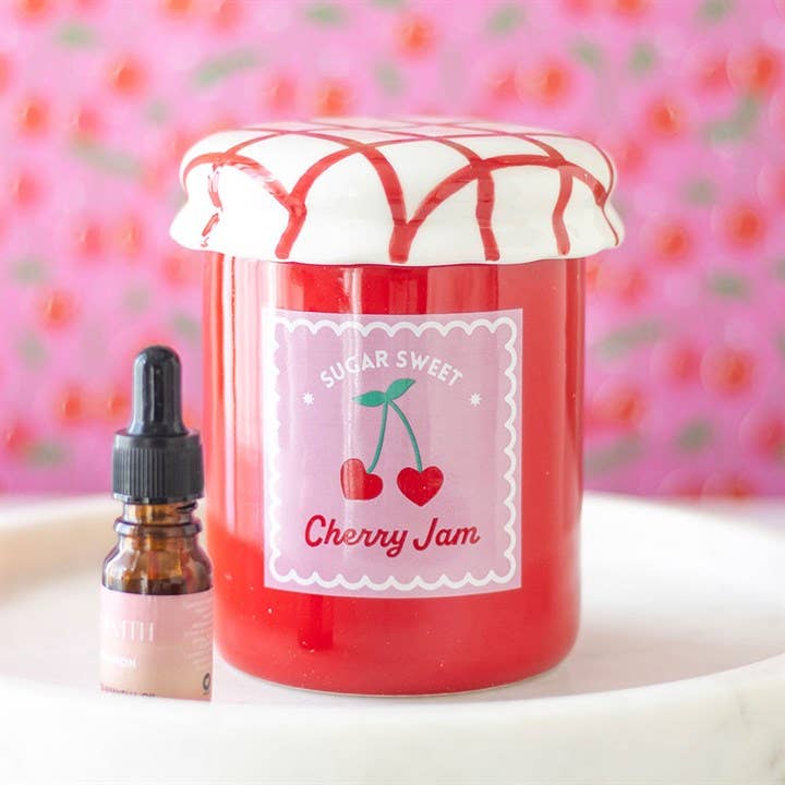 Lámpara Aromática de Cerámica, Quemador Aceites Esenciales Cera Wax Melts Tarro Mermelada