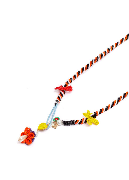 Collar Cuentas Multicolor con Flor