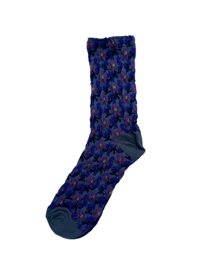 Calcetines Mujer Flores Fucsia Azul Puntera Gris