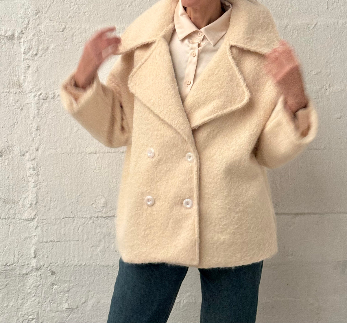 Jacket, short coat, plain off-white