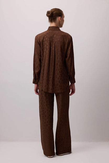 Camisa Jacquard con Estampado de Leopardo