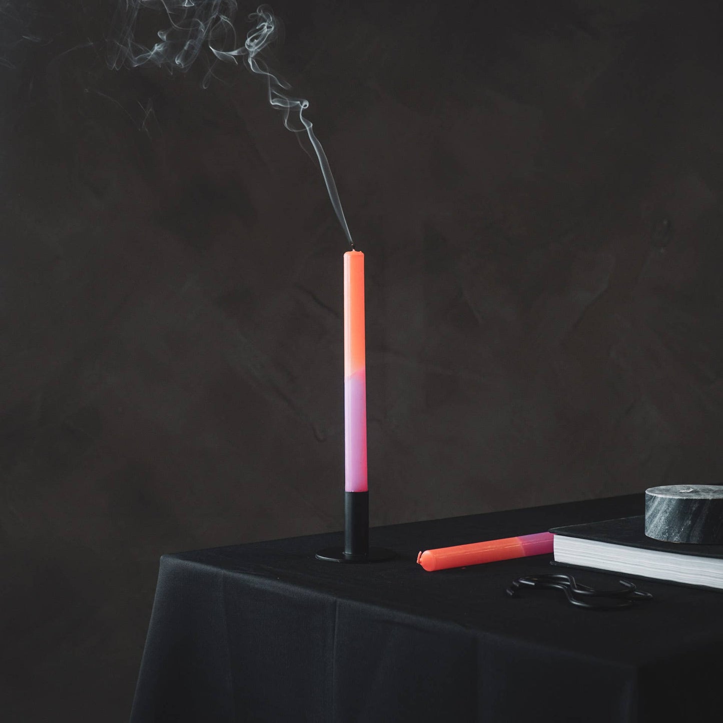 Vela de Candelabro Degradado Fucsia Blanco Naranja