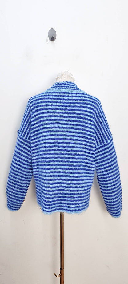 Jersey de rayas con cremallera rosa y rojo