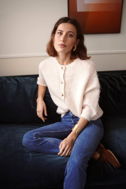 Cardigan Chaqueta Manga Tres Cuartos Botones