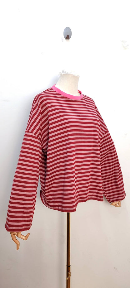 Camiseta de manga larga burdeos y violeta