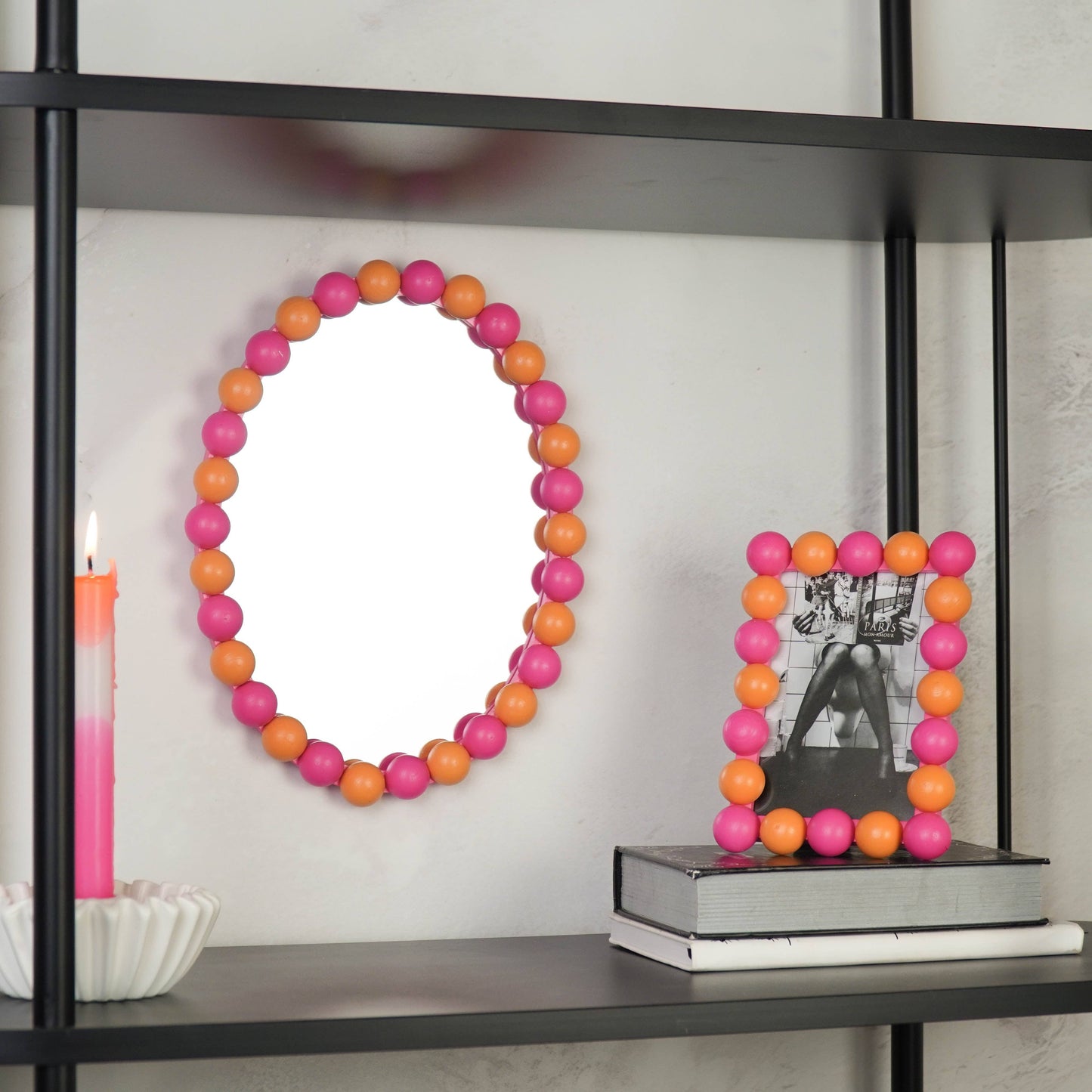 Marco Burbujas Rectangular Naranja Fucsia
