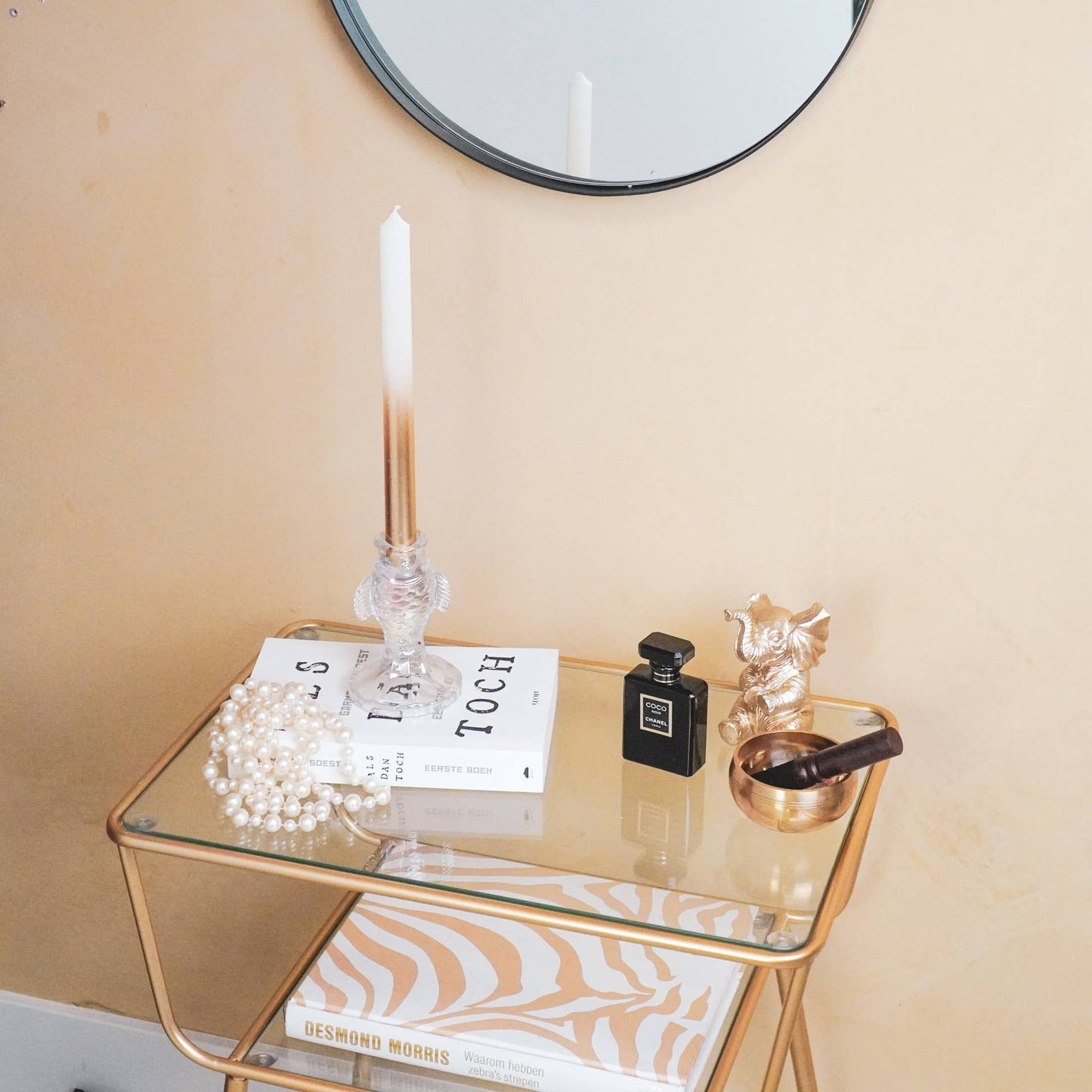 Candelabro Portavelas Pez Vidrio Transparente