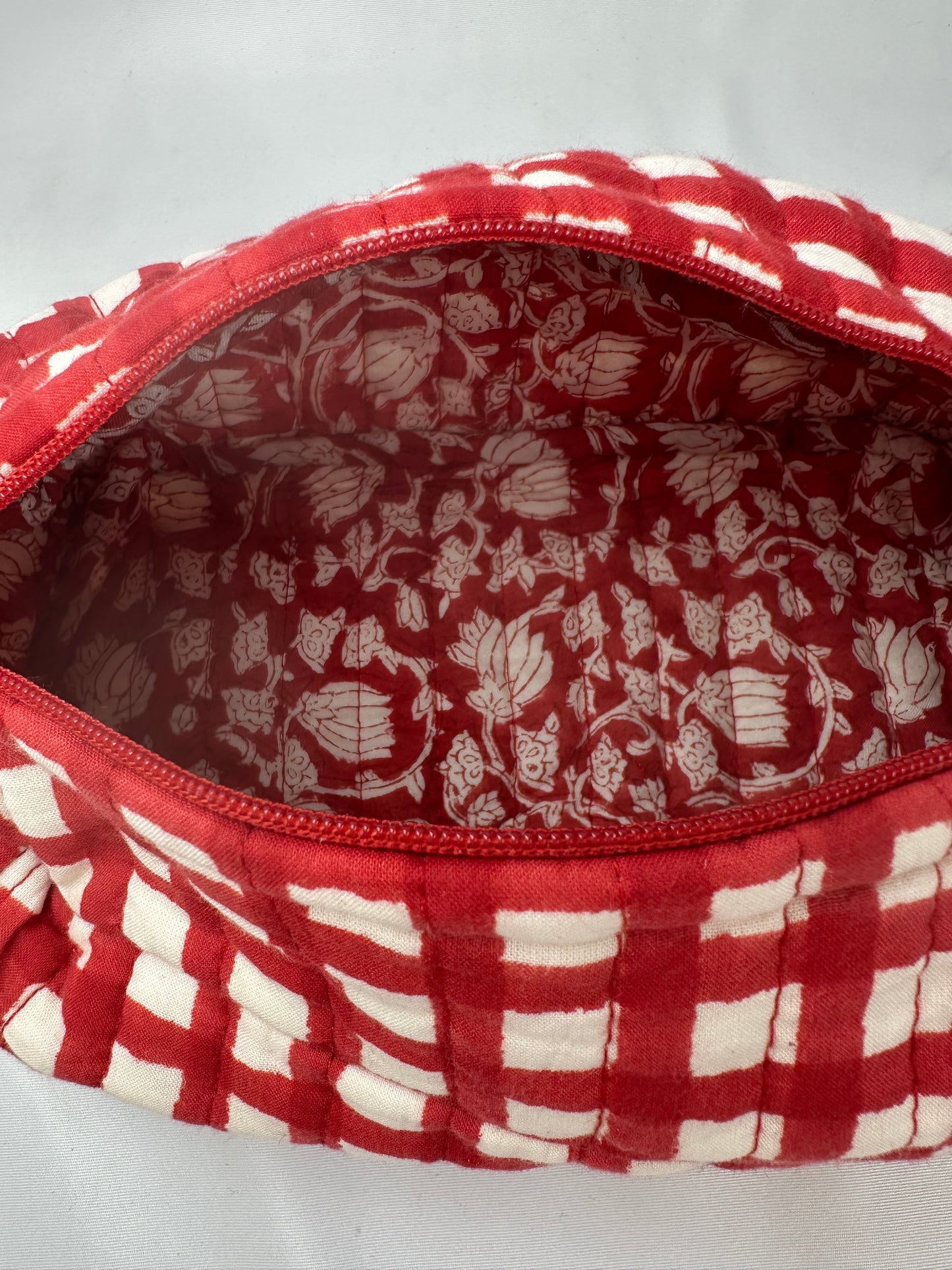 Neceser Cuadros Vichy Rojo y Blanco Pequeño