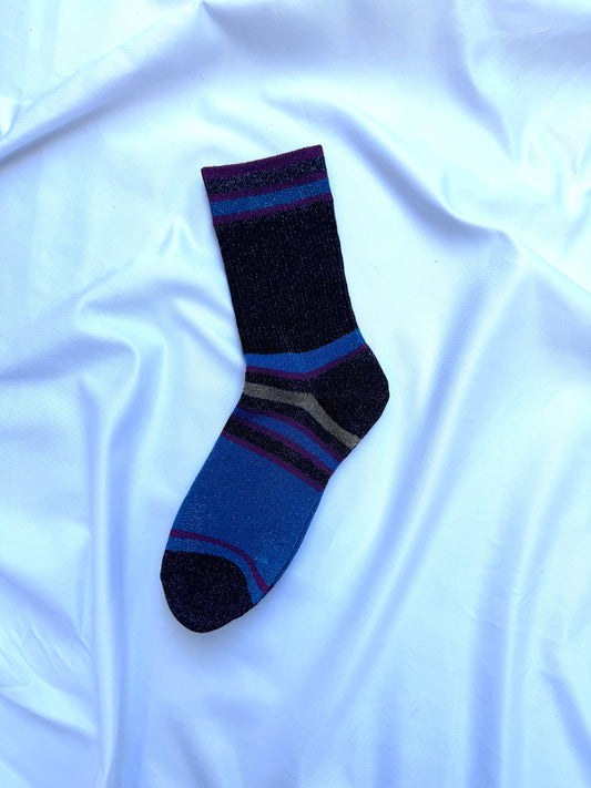 Calcetines Mujer Purpurina Azul