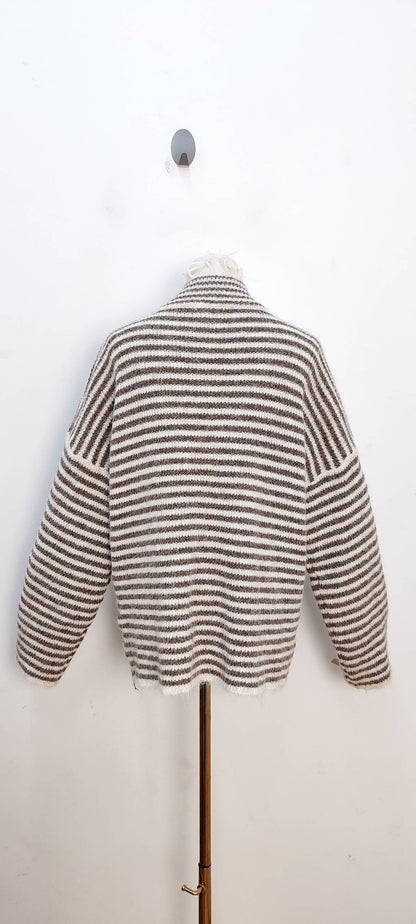Jersey de rayas con cremallera rosa y rojo
