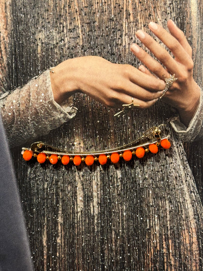 Pasador Joya Dorado con Piedras Naranjas