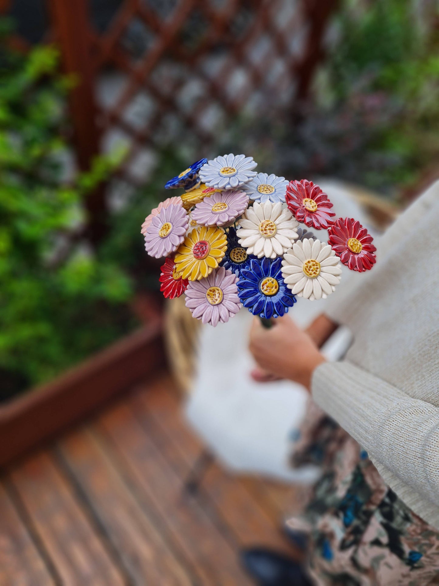 Flor Cerámica Rosa Gerbera