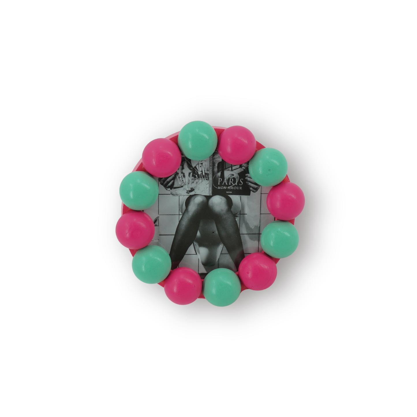 Marco Burbujas Redondo Fucsia Verde
