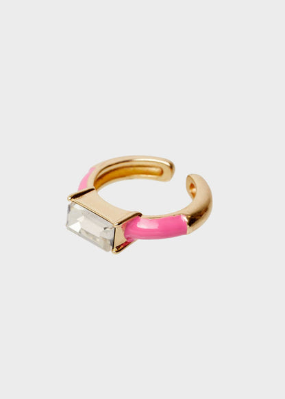 Anillo Ajustable Con Piedra Rosa Rectangular