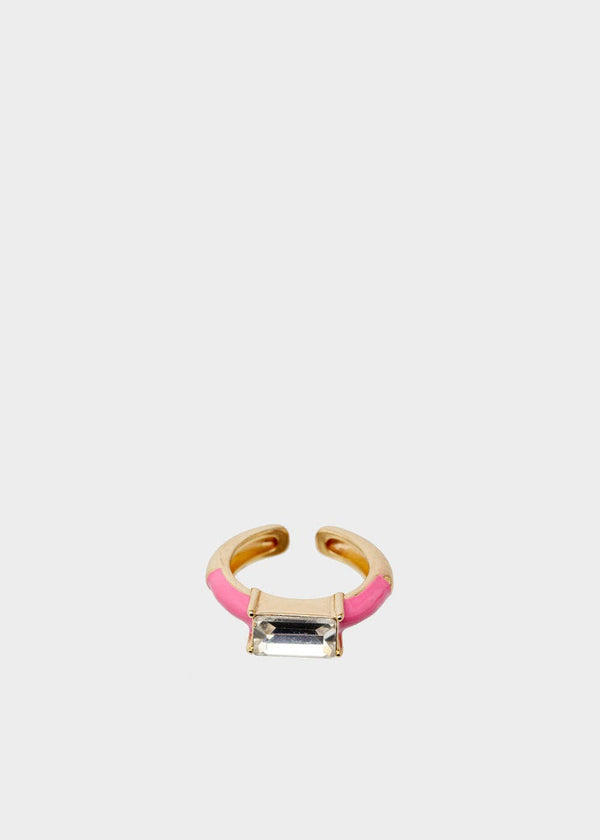 Anillo Ajustable Con Piedra Rosa Rectangular