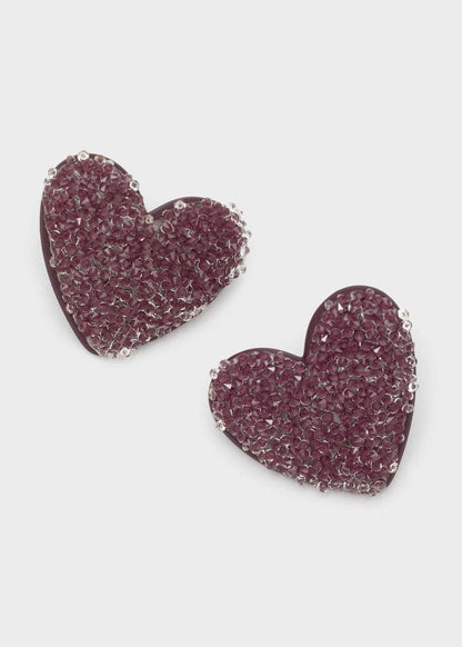 Pendientes Corazón Brillantes Morado