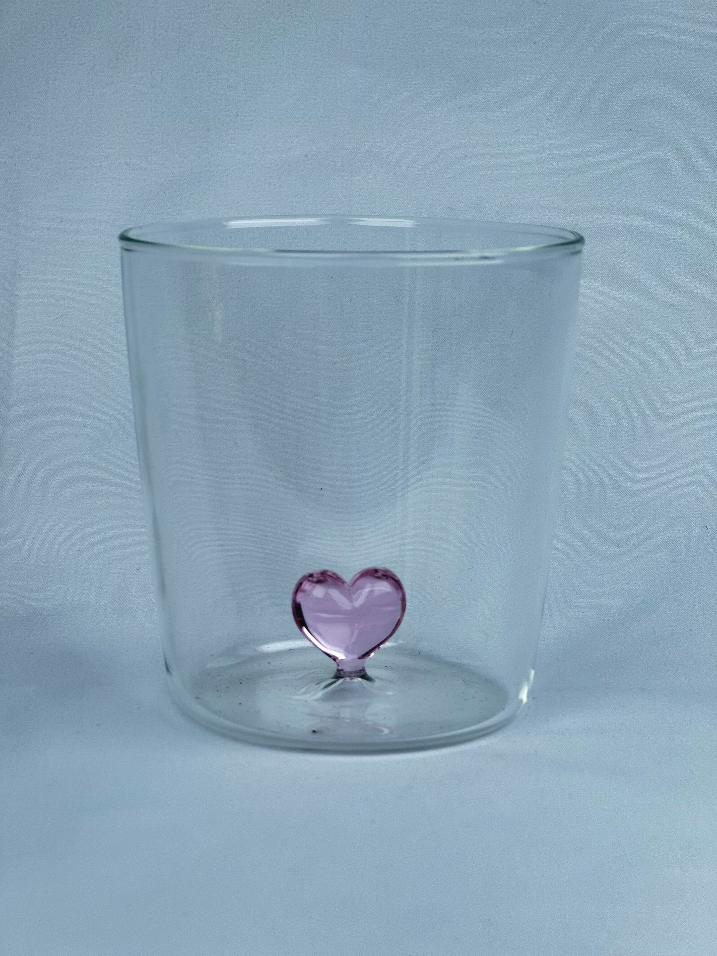 Vaso Vidrio Figura Dentro Corazón Rosa