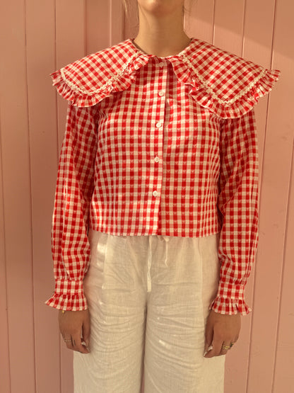 Blusa a Cuello Bebé Vichy Rojo