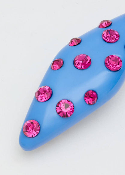 Pasador Resina Blanco Diamantes Azules