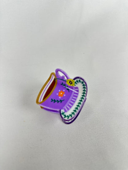 Pinza de Pelo Taza Té Morada