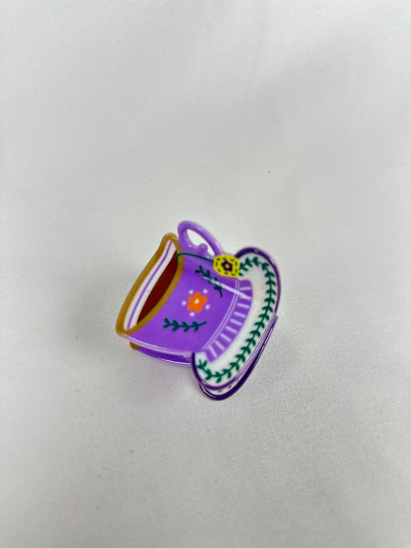 Pinza de Pelo Taza Té Morada