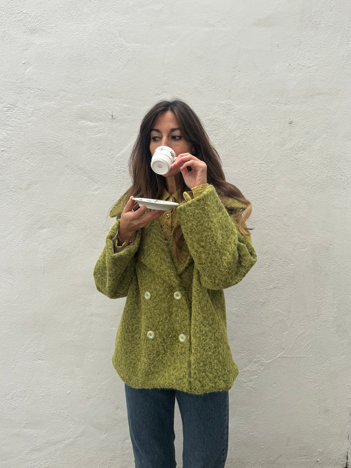 Plain Light Green Short Coat Jacket