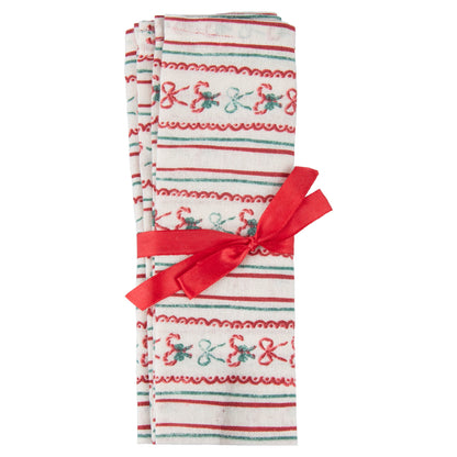 White Kitchen Cloth or Rag with Stripes and Bands
