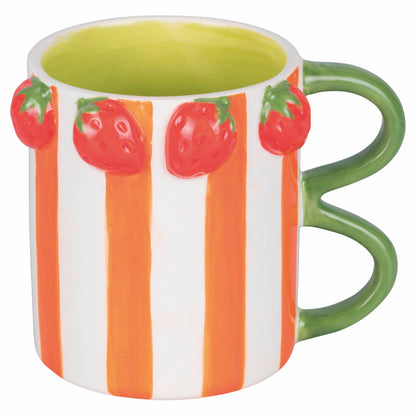 Taza Rayas Horizontales con Asa Doble Fresa