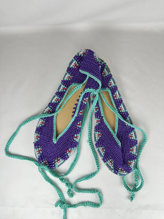 Bailarina de Crochet Morada y Azul Talla 40