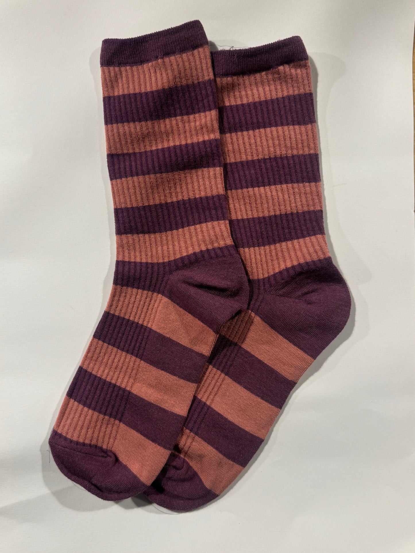 Calcetines Mujer Rayas Verticales Morado Color Carne
