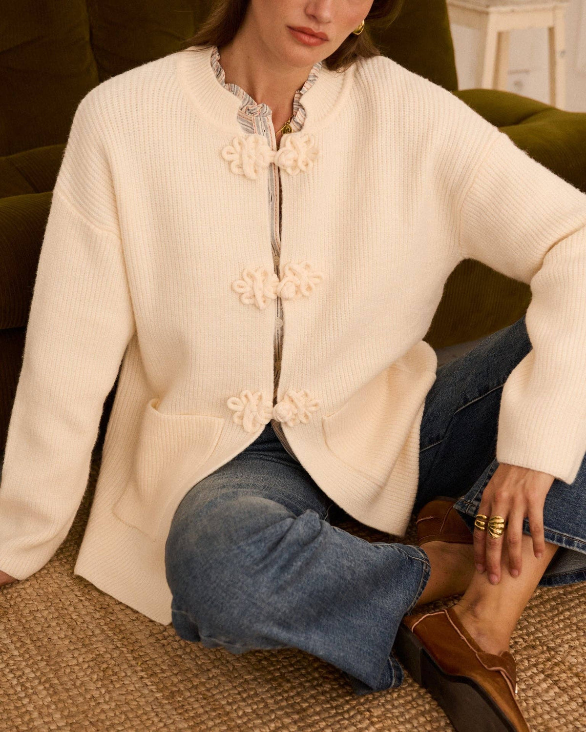 Cardigan Chaqueta Botón Oriental