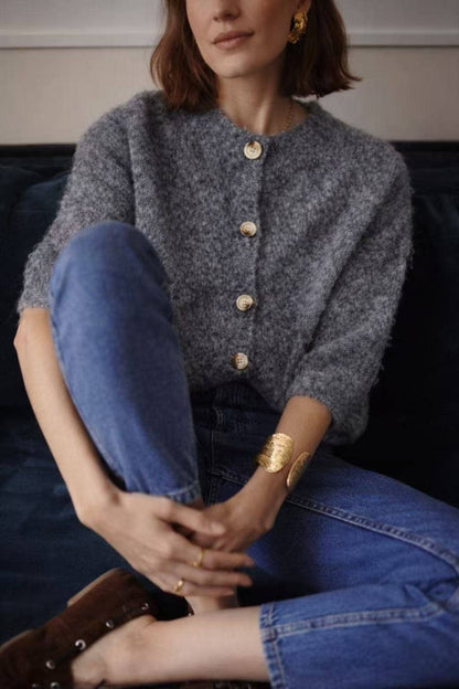 Cardigan Chaqueta Manga Tres Cuartos Botones