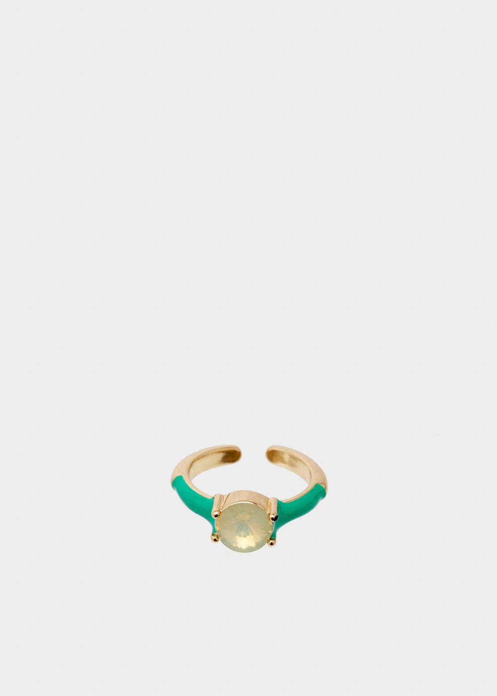 ANILLO VERDE AJUSTABLE GLORIA CON PIEDRA -N55: Talla única