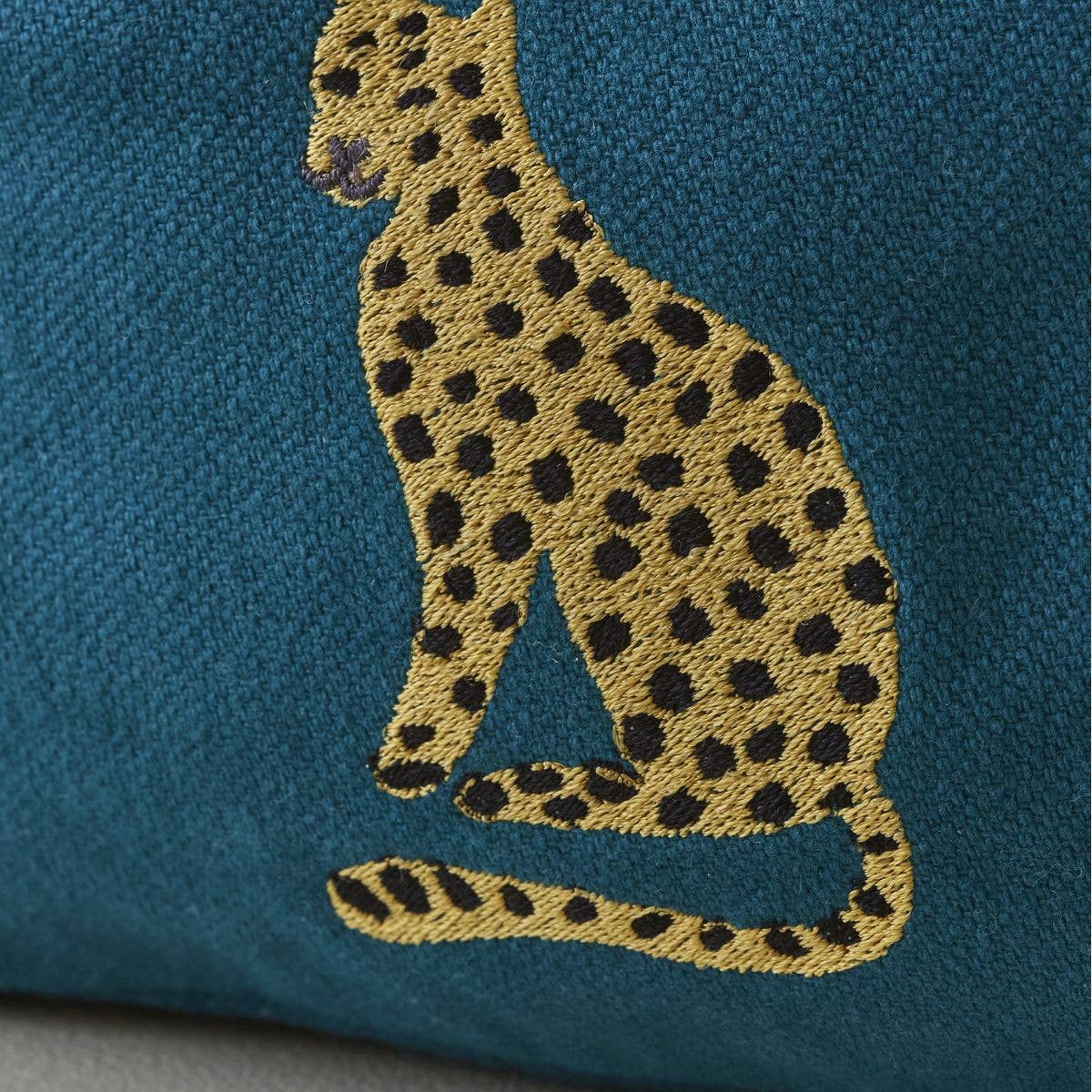 Neceser Verde Agua Oscuro Leopardo Guepardo Bordado