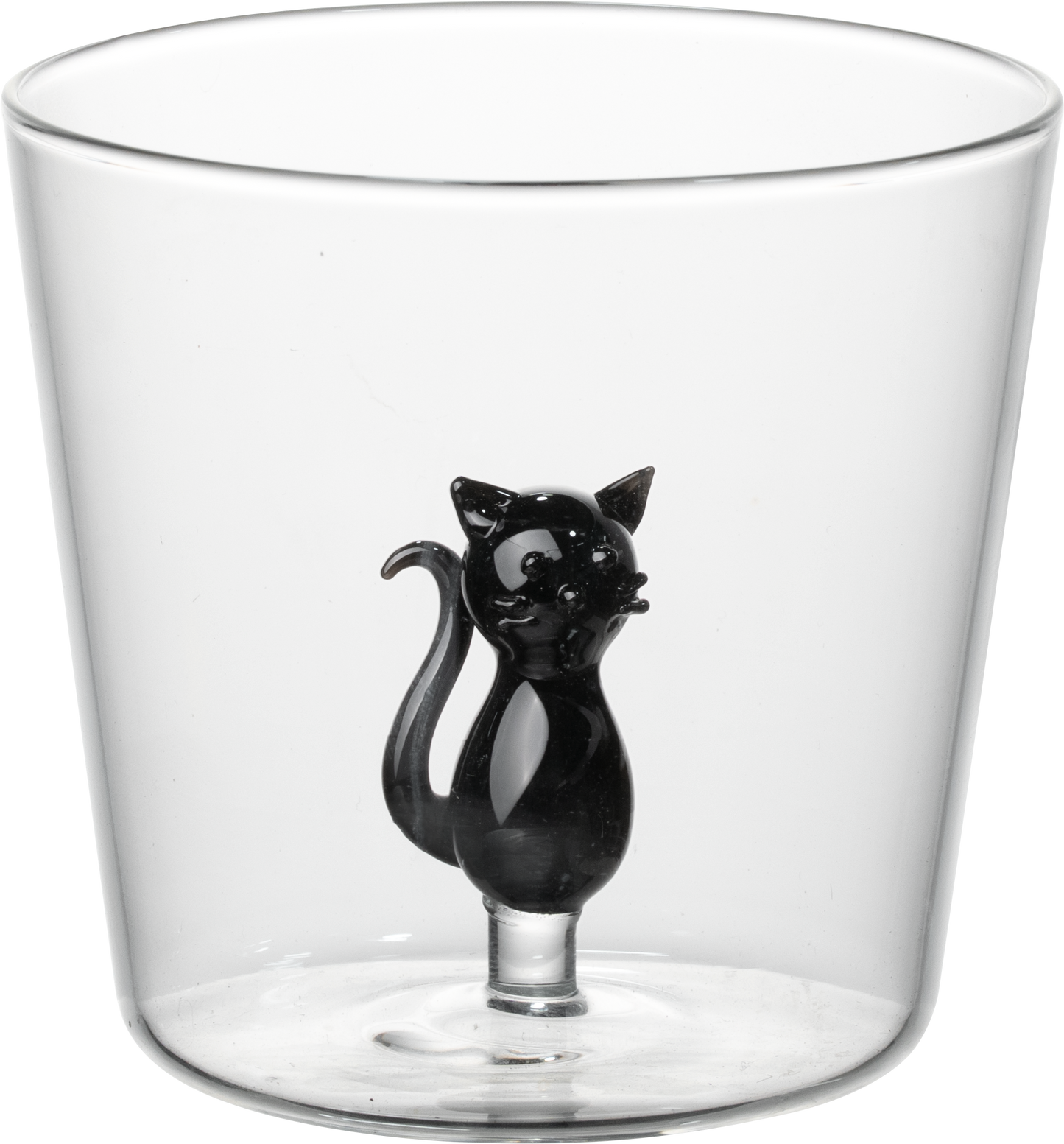Vaso Vidrio Figura Dentro Gato Negro