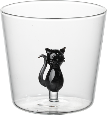 Vaso Vidrio Figura Dentro Gato Negro