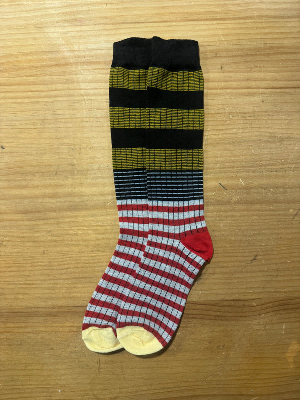 Calcetines Largos Rayas Puntera Amarilla