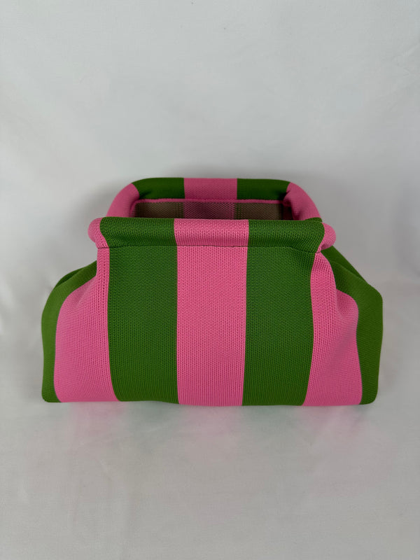 Clutch Rayas Verde y Rosa