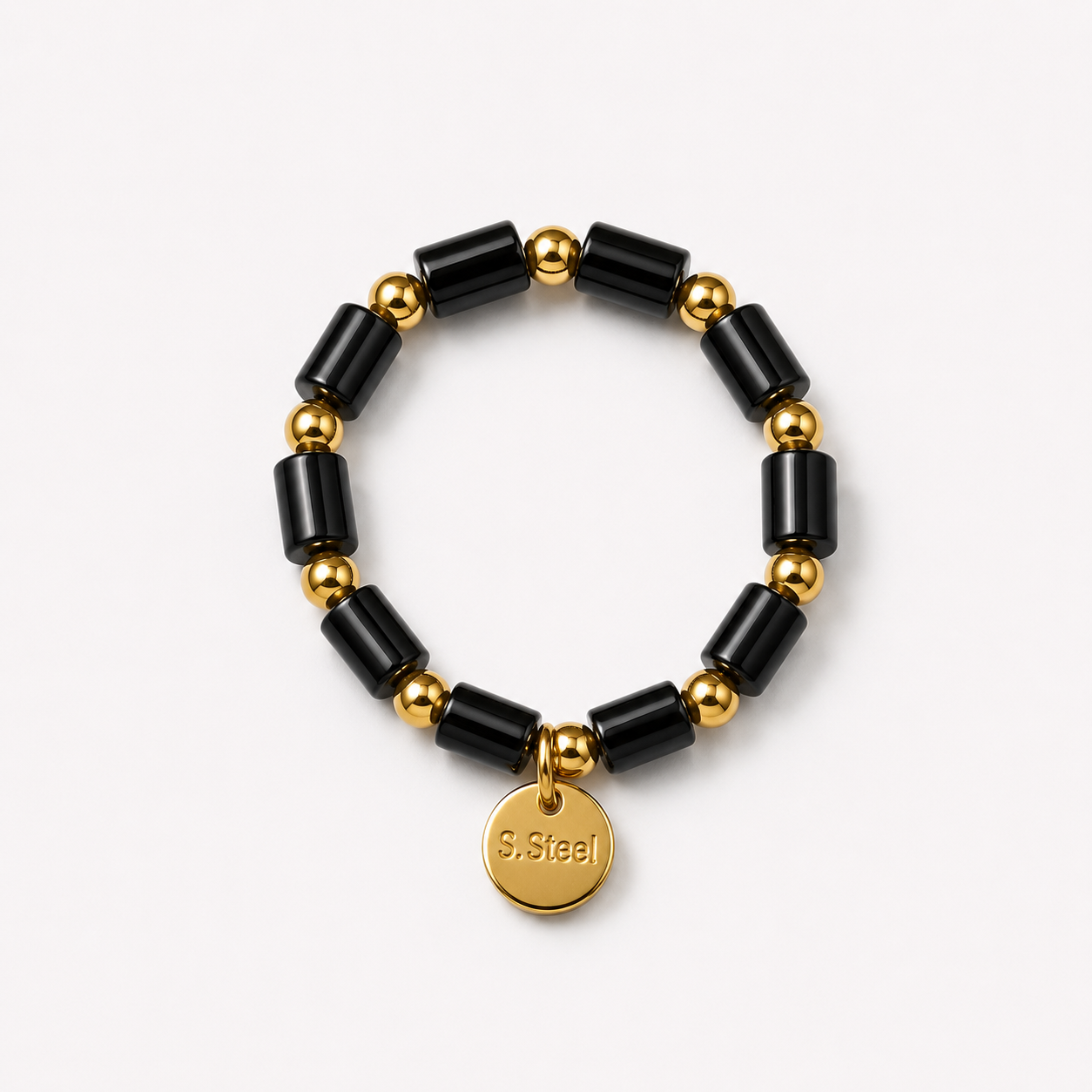 Anillo Elástico Cuentas Negro