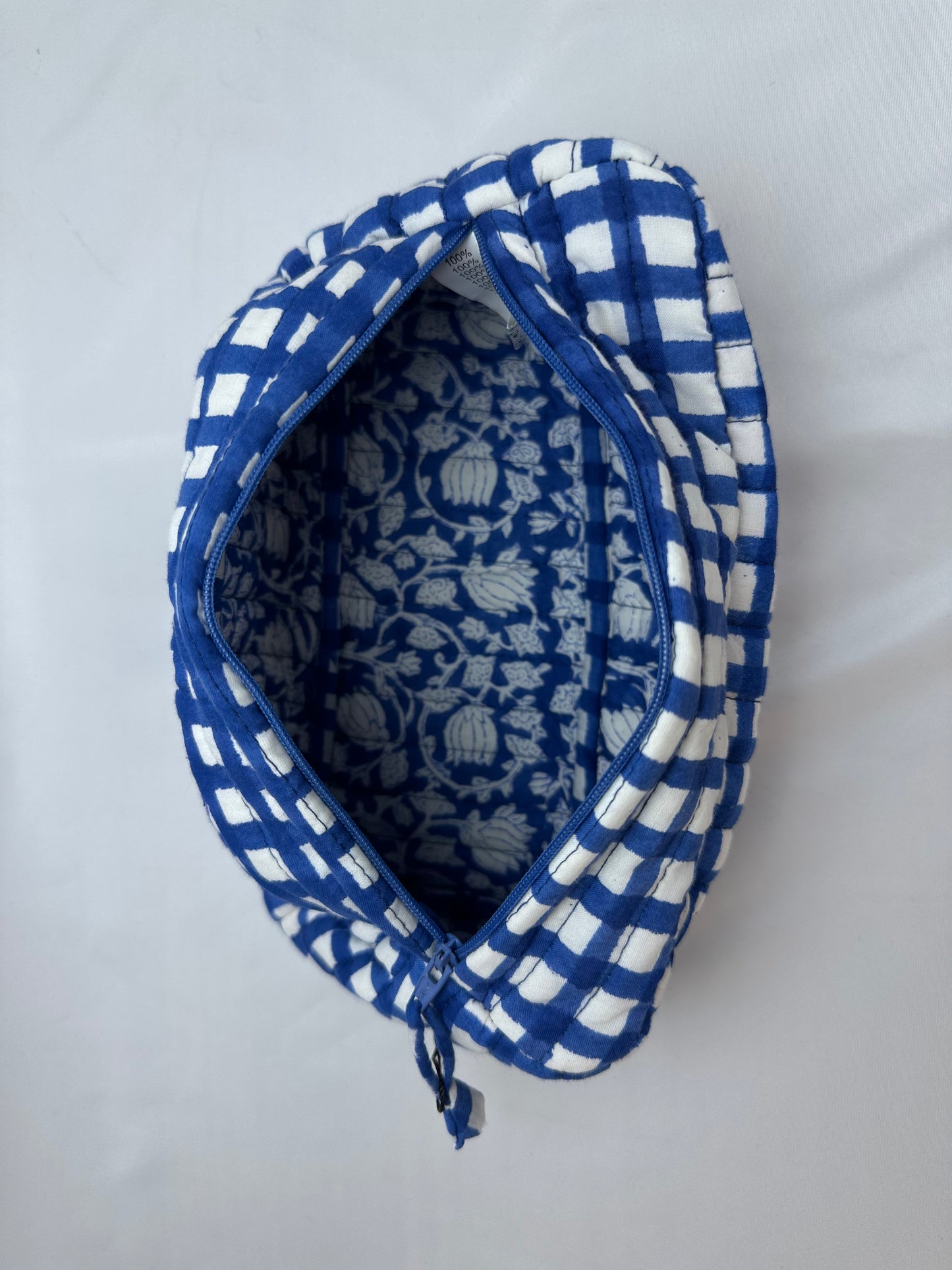 Neceser Cuadros Vichy Azul y Blanco Pequeño