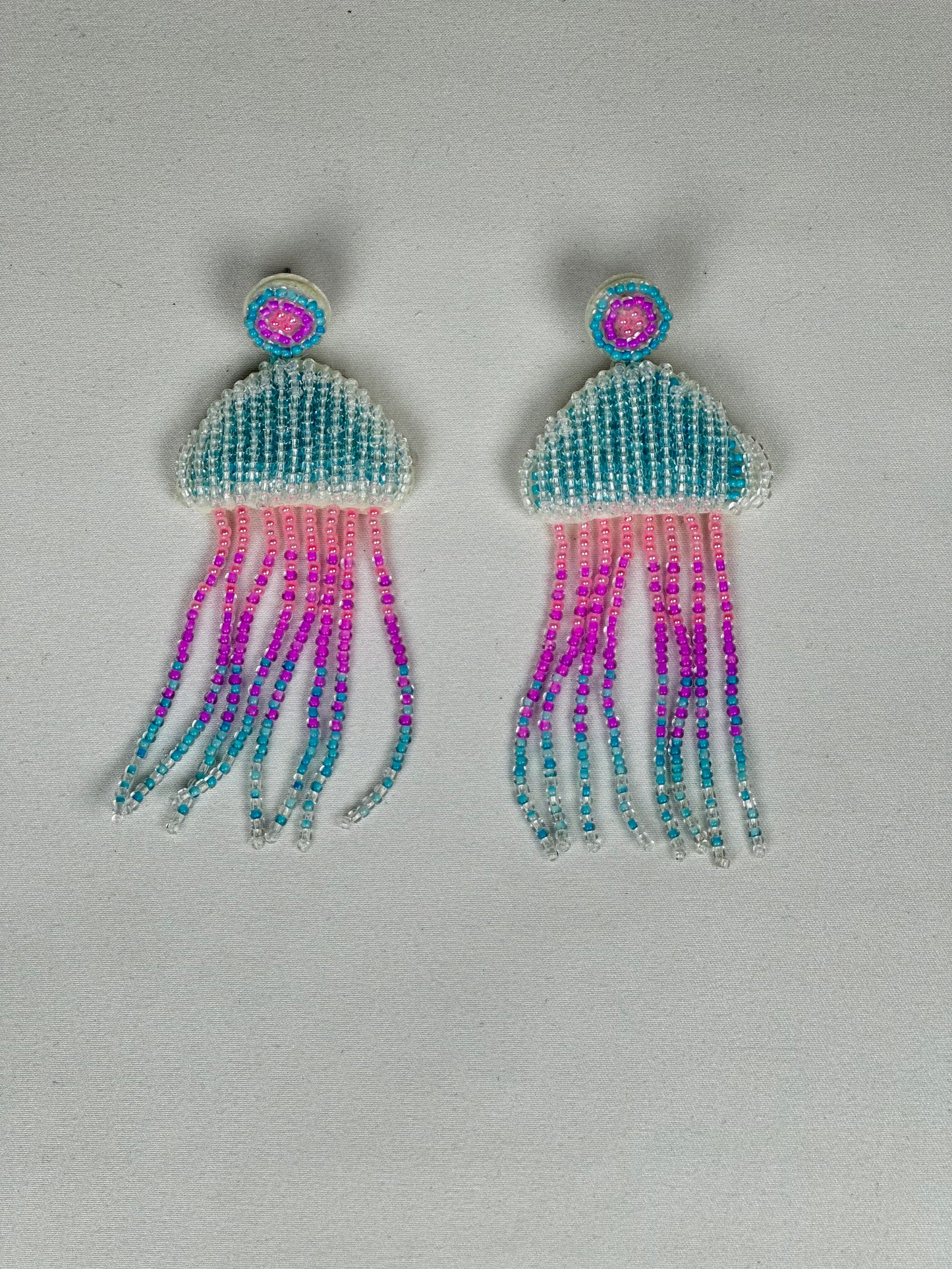 Pendientes Medusa Rosa y Turquesa Cuentas