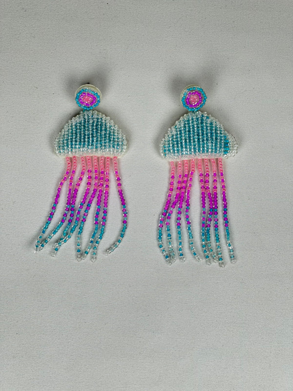 Pendientes Medusa Rosa y Turquesa Cuentas