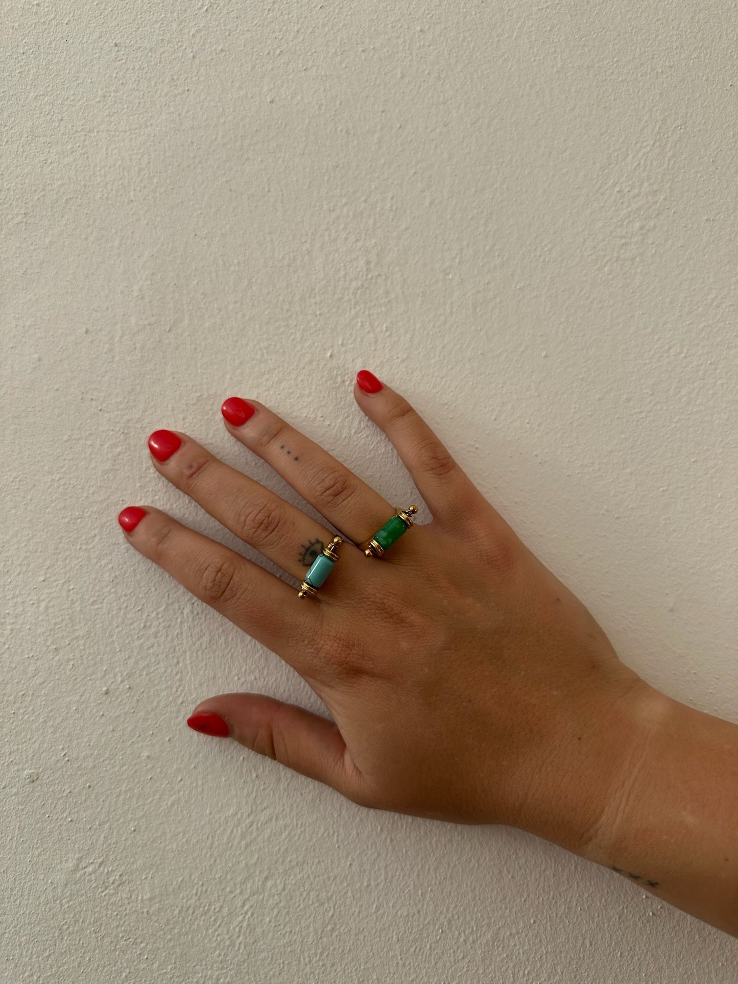 Anillo Piedra Verde Que Gira