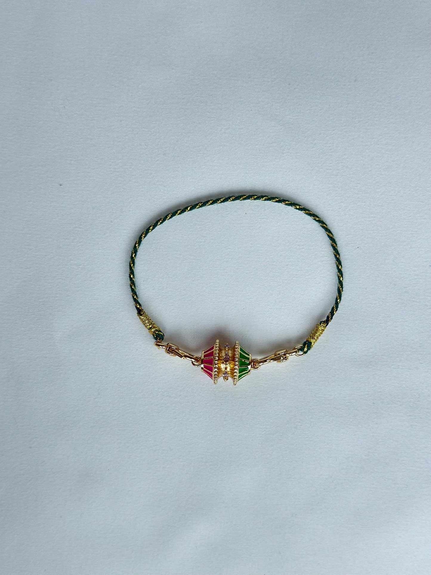 Pulsera India Verde y Morado Óvalo