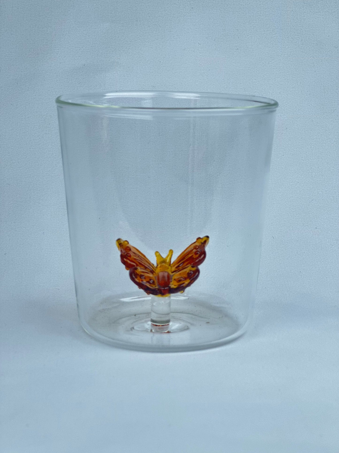 Vaso Vidrio Figura Dentro Mariposa Marrón