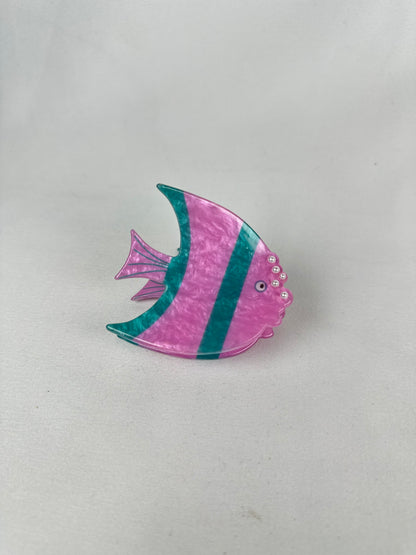 Pinza de Pelo Pez Azul y Rosa