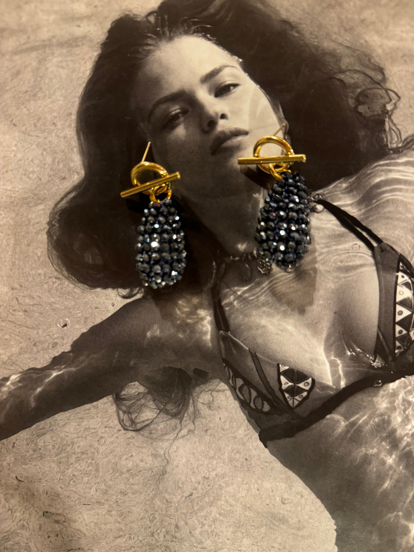 Pendientes Racimo Abalorios Azul Brillis