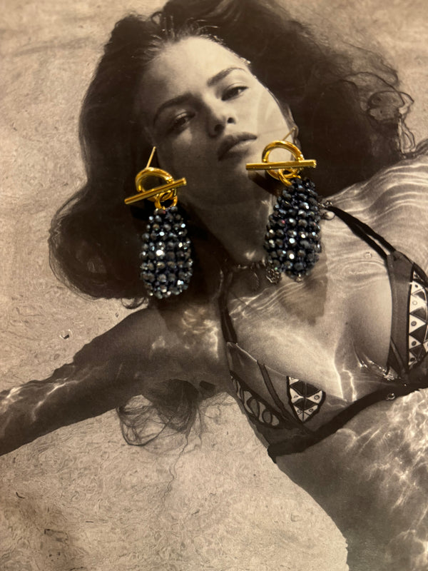 Pendientes Racimo Abalorios Azul Brillis